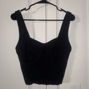 Aerie Black Cropped Tank Top with Bustier detailing